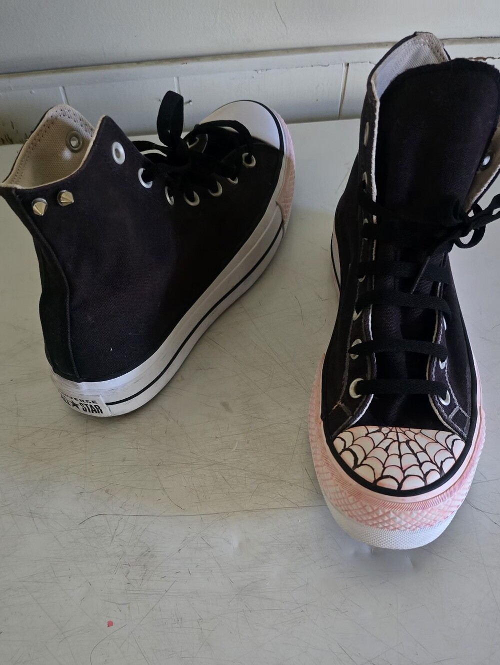 Womans Converse  With Custom Goth/Punk Embelishments- Rare!!!